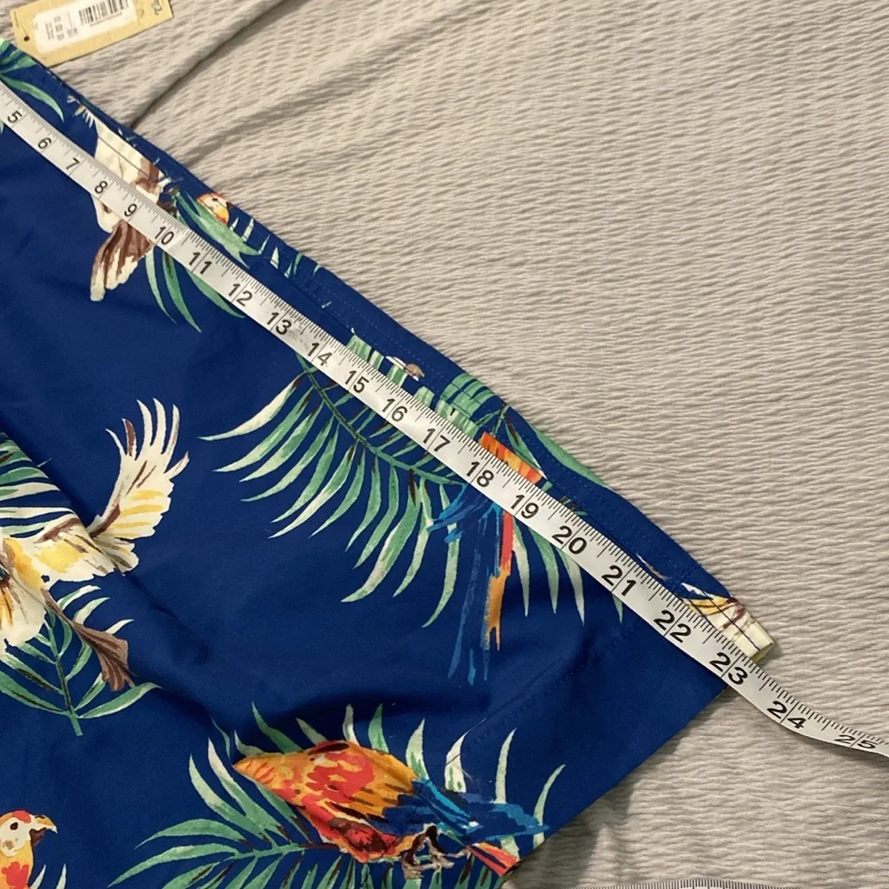 Caribbean Swim Trunks Mens 1XB Blue Tropical‎ Parrot Print Beach Cruise Pool NWT